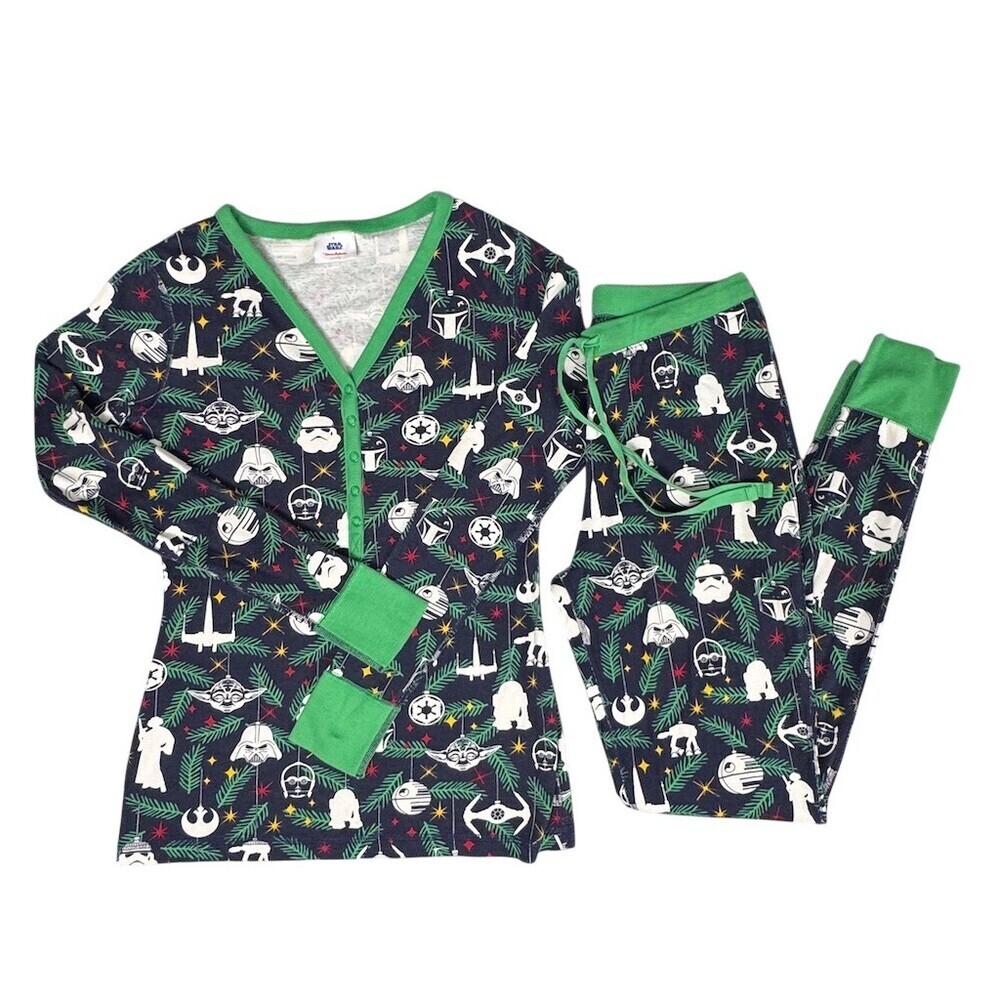 Hanna Andersson Pajama Set Womens Size S Star Wars Holiday Navy 2-Piece